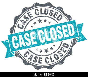 Case closed turquoise grunge retro vintage isolated seal Stock Photo