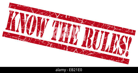 know the rules red grungy stamp on white background Stock Photo