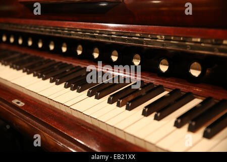 close up vintage piano keyboard keys Stock Photo