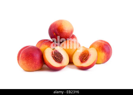 Red peach, fruit isolated on white background Stock Photo