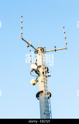 Top of a self supporting telecommunications mast, Nottinghamshire, England, UK Stock Photo