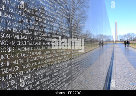 WASHINGTON DC -JANUARY 18: Names on Vietnam War Veterans Memorial on July 18, 2010 in Washington DC, USA.  The memorial receives Stock Photo