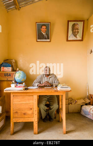 An African headmaster of a primary school in the Sinya area of Northern Tanzania. Stock Photo