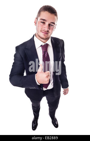 a young businessman making the thumbs up gesture isolated over a white background Stock Photo