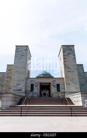 The imposing entrance to the Australian War Memorial from the ANZAC Parade. Stock Photo