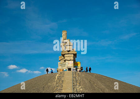 Himmelstreppe or Stairway to heaven, sculpture made of concrete blocks, artist Herman Prigann on the Halde Rheinelbe heap Stock Photo