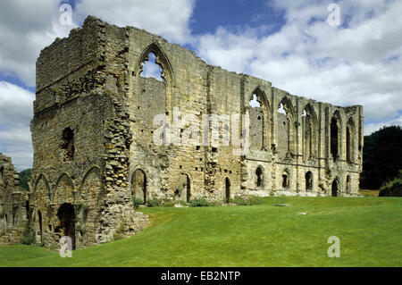 View of the dining hall from the south, Easby Abbey, North Yorkshire, UK Stock Photo