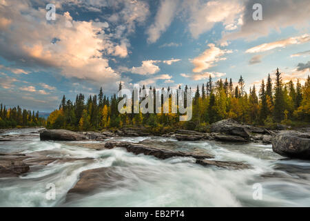 River, Kvikkjokk, Laponia, Lapland, Sweden Stock Photo