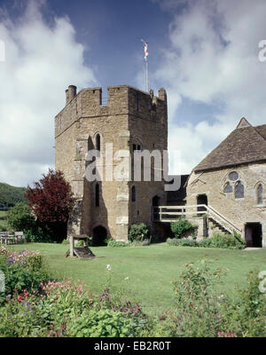 View of the courtyard and the South tower, Stokesay Castle, Shropshire, UK Stock Photo