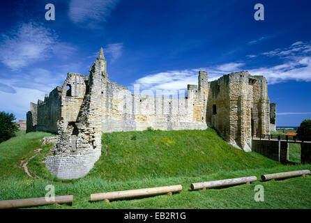 Moat, Carrickfergus Tower & Gatehouse, Warkworth Castle, Northumberland, England, UK. Stock Photo