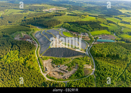 Aerial view, Olpe district landfill site, Olpe, North Rhine-Westphalia, Germany Stock Photo