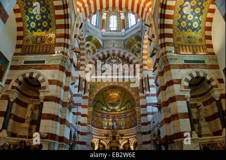 Interior, Marseille Cathedral or Cathédrale Sainte-Marie-Majeure de Marseille, 1852-1896, Marseille, Département Stock Photo