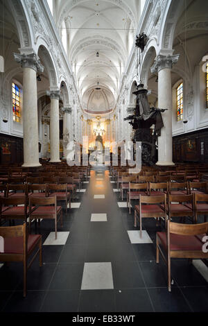 Interior, Chapelle Notre Dame du Finistère church, Brussels, Brussels Region, Belgium Stock Photo