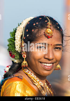 Traditional Indian Hindu bride with hair style and ornaments Stock Photo -  Alamy