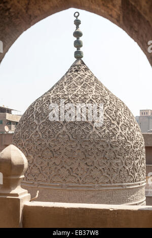 carved stone dome of Funerary Complex of Qanibay Amir Akhur Stock Photo