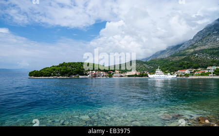 A ferry connecting Dalmatian coast with Hvar island. Drvenik, Croatia. Stock Photo