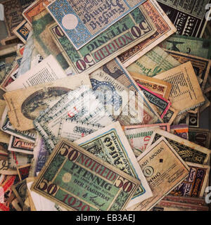 Collection of antique money Stock Photo