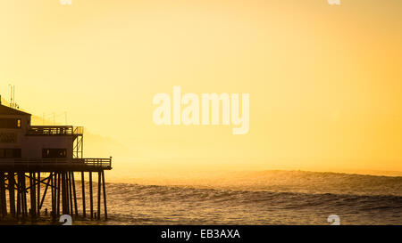 USA, California, Los Angeles County, Malibu, Silhouette of pier at sunset Stock Photo