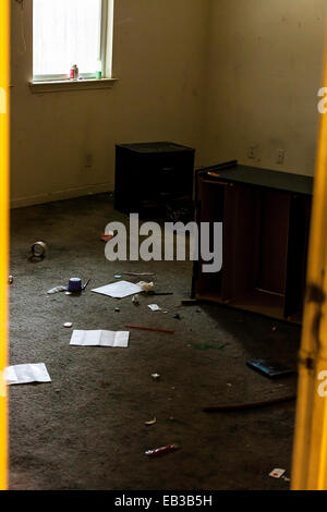 A house that drug addicts and their children had occupied and the damage that was done. Stock Photo