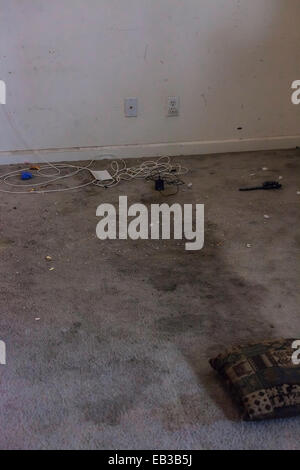 A house that drug addicts and their children had occupied and the damage that was done. Stock Photo