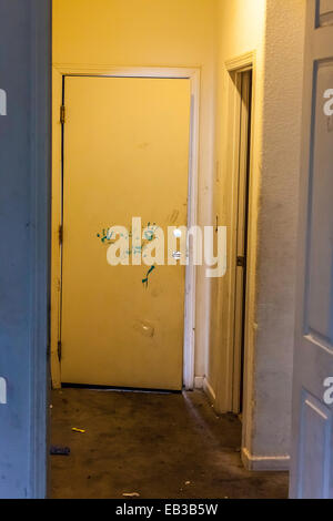 A house that drug addicts and their children had occupied and the damage that was done. Stock Photo