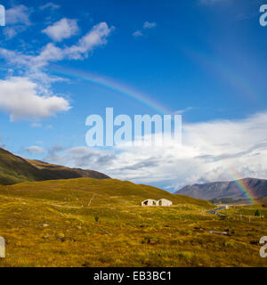 UK, Scotland, Double rainbow in mountains Stock Photo