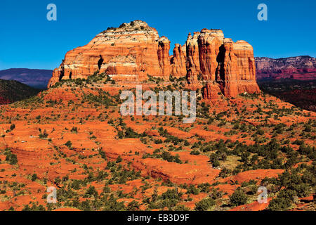 USA, Arizona, Yavapai County, Sedona, Cathedral Rock viewed from Hiline Trail Vista east side Stock Photo