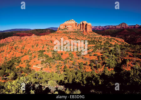 USA, Arizona, Yavapai County, Sedona, Cathedral Rock viewed from Hiline Trail Vista east side Stock Photo