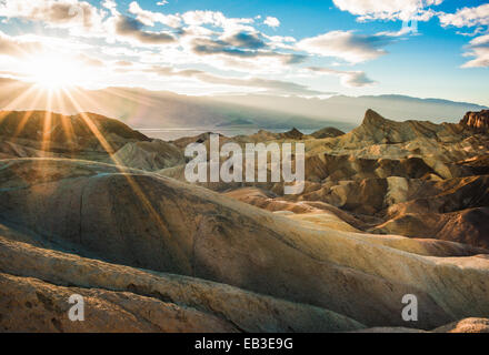 Zabriskie Point trail at sunset, Death Valley National Park, Inyo County, California, United States Stock Photo