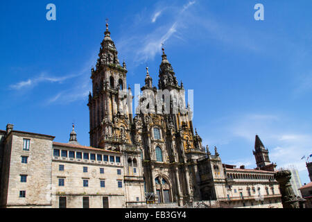 West Front of the Santiago Cathedral in baroque style added in the 18th century Santiago de Compostela,Spain Stock Photo