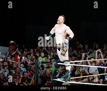 WWE superstar Sheamus successfully defended his United States Championship belt in his hometown against Antonio Cesaro at The O2...  Featuring: Sheamus Where: Dublin, Ireland When: 23 May 2014 Stock Photo