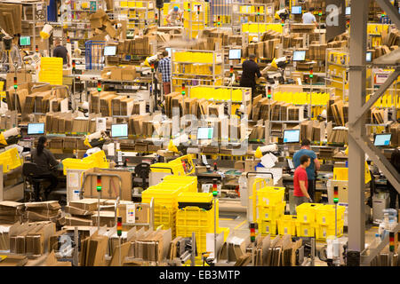 Staff at the Amazon fulfilment centre in Peterborough,Cambs,on Tuesday Nov 25th,getting ready for Black Friday. Stock Photo