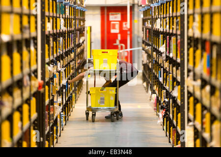 Staff at the Amazon fulfilment centre in Peterborough,Cambs,on Tuesday Nov 25th,getting ready for Black Friday. Stock Photo