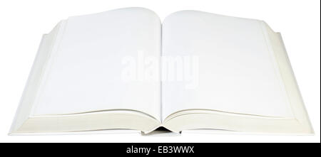 Open White Hard book Isolated with Clipping Path Stock Photo