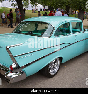 Retro Chevrolet 210 two door sedan circa 1957 on display, rear view Stock Photo