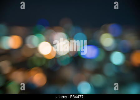 Urban city night light bokeh , defocused blur background Stock Photo