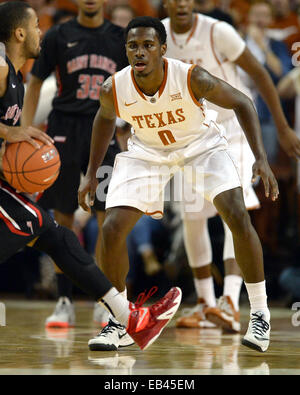 Austin, Texas. 25th Nov, 2014. Kendal Yancy #0 of the Texas Longhorns in action vs the Saint Francis Red Flash at the Frank Erwin Center in Austin Texas. Texas defeats Saint Francis 78-46. Credit:  csm/Alamy Live News Stock Photo