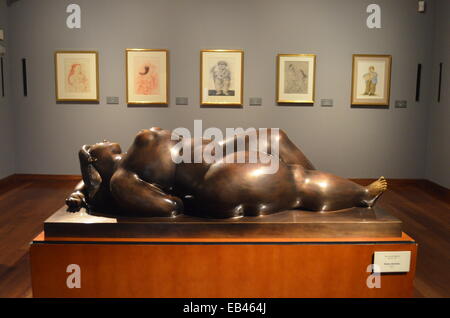 Sculptures by Colombian artist Fernando Botero on display in the Donacion Botero museum / gallery in Bogota, Colombia Stock Photo