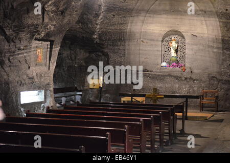 The underground chapel inside the Zipaquira Salt Cathedral, near Bogota, Colombia Stock Photo