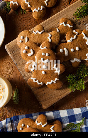 Homemade Decorated Gingerbread Men Cookies for Christmas Stock Photo