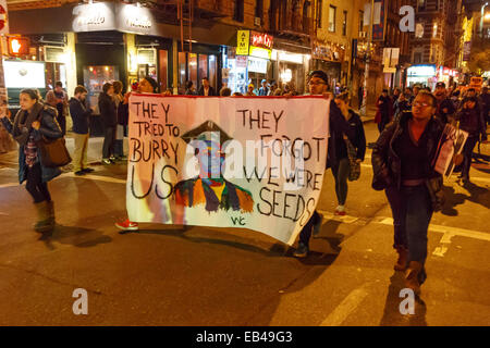 New York City, USA. 25th Nov, 2015. Protests in the streets of New York City on November 25, 2014, a day after a grand jury in Ferguson, MI declined to return an indictment in the police shooting of unarmed African-American teenager Michael Brown. Credit:  Jannis Werner/Alamy Live News Stock Photo