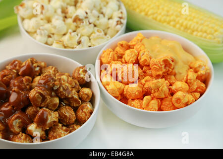 Three Flavors of Popcorn Stock Photo