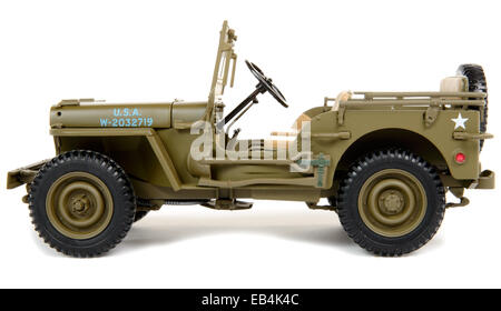 military vehicle toy on the white background Stock Photo