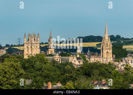 The dreaming spires of Oxford University including Lincoln College, University Church of St Mary and Merton College seen from So Stock Photo