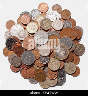 Pile of Sterling Coins of Great Britain Stock Photo
