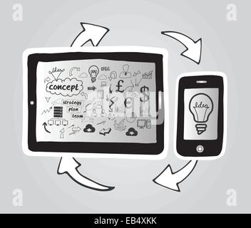 Smartphone and tablet pc connecting Stock Vector
