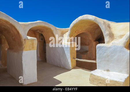 South of Tunisia, Tataouine,the Ksar Hadada,ancient fortified berber granary Stock Photo