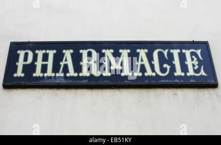 Close up on french pharmacy letters on a wall Stock Photo