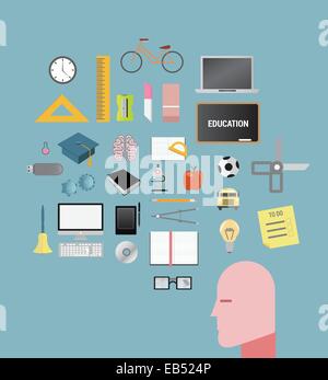 Education and learning vector on blue Stock Vector