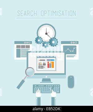 Search engine optimization vector in blue Stock Vector